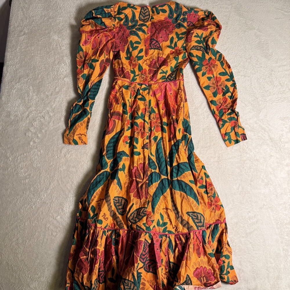 NWT Farm RIO Yellow Orange Flowerdoscopic Midi Casual Maxi Dress (Size XS) - Picture 7 of 8